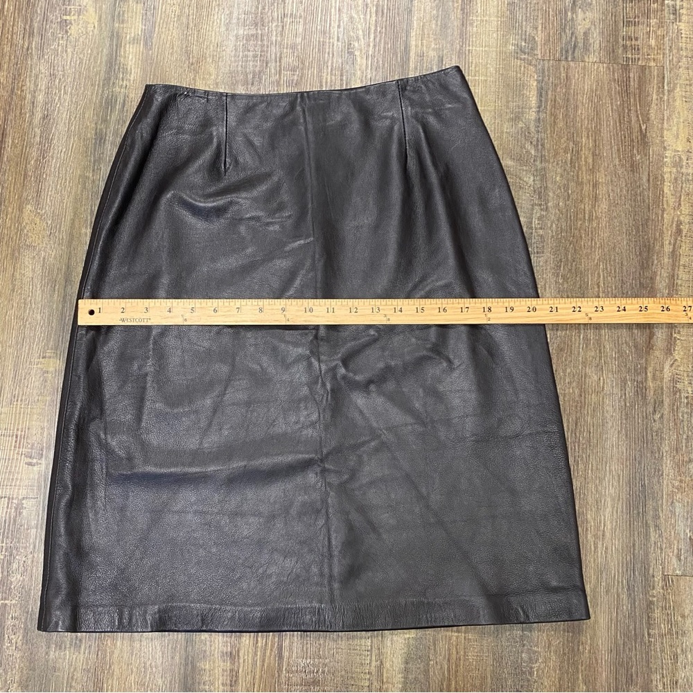 Inc Concepts Elegant Brown Leather Skirt Career Closet Staple Buttery Soft 10 View 5